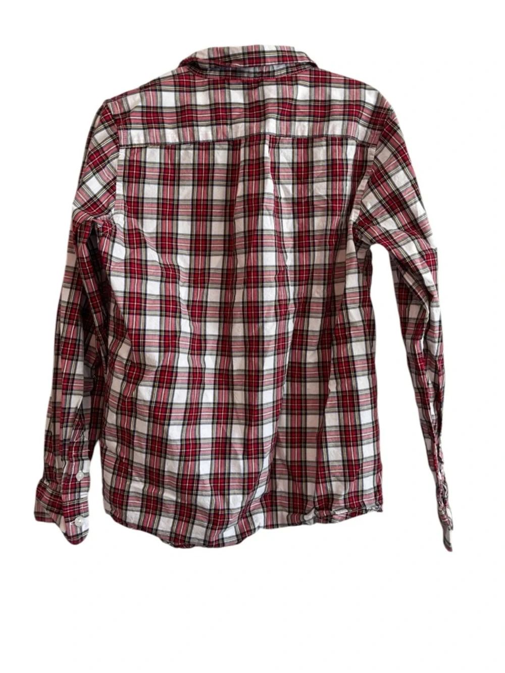 Janie and Jack Boys Plaid Button Down Shirt Size 8 Red White Long Sleeve Preppy